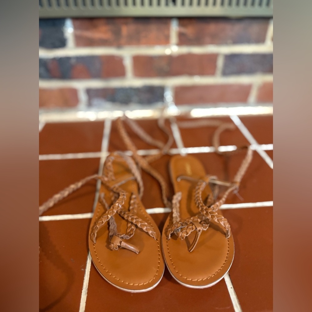 Braided Tan Lace Up / Gladiator Sandals
